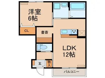ソレイユIII(1LDK/1階)の間取り写真