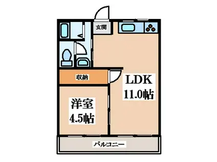 コーポみその(1LDK/1階)の間取り写真