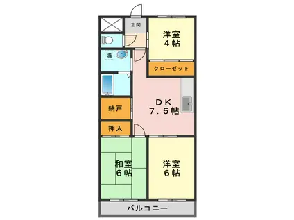 イーストハイム篠崎(3SDK/5階)の間取り写真