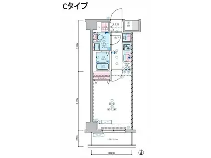 ジェノヴィア蒲田IIIスカイガーデン(1K/4階)の間取り写真