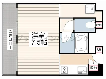 クロスコート(1K/3階)の間取り写真