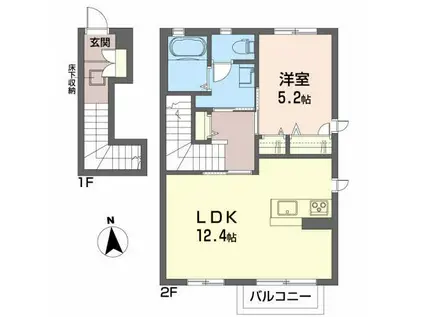 シャーメゾン ワコーII(1LDK/2階)の間取り写真
