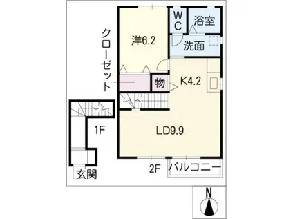 アーリー・バード鶴羽II(1LDK/2階)の間取り写真