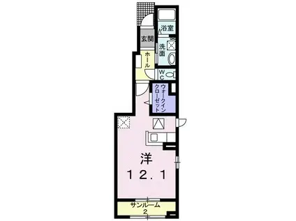 サンライズIV101(ワンルーム/1階)の間取り写真