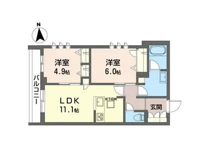 西武新宿線 野方駅 徒歩13分 3階建 新築(2LDK/1階)の間取り写真