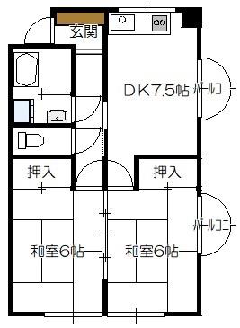 平田ビル(2DK/3階)の間取り写真