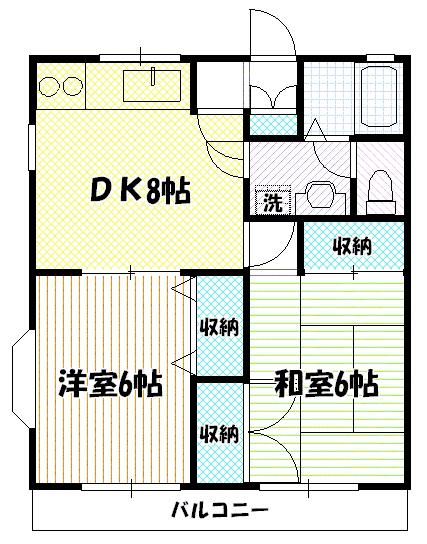 グリーンドエル一の宮(2DK/1階)の間取り写真