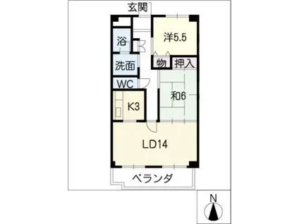 RAPPORT中江(2LDK/4階)の間取り写真