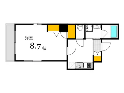カルポカステーロ新白島(1K/7階)の間取り写真