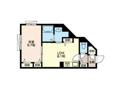 モンティ チェロ(1LDK/1階)の間取り写真