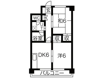 レジデンスRS(2DK/4階)の間取り写真