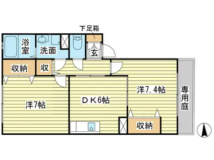 リヴェール磯浜 A棟(2DK/1階)の間取り写真