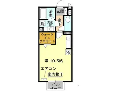 HOLLI(ワンルーム/2階)の間取り写真