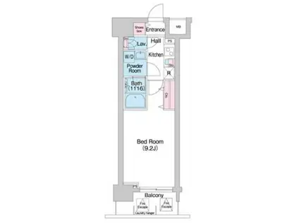 コンフォリア京町堀(1K/2階)の間取り写真