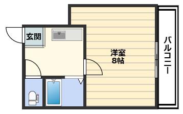 アワーズ長柄(1K/5階)の間取り写真