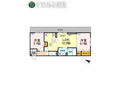 カーサ・カルーナ(2LDK/1階)の間取り写真