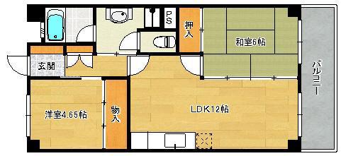 ワールドホンダ福岡ビル(2LDK/5階)の間取り写真