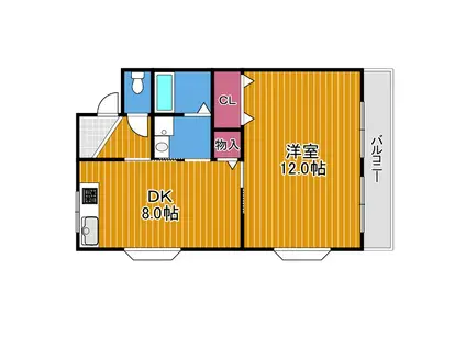 羽曳野ローズマンション(1DK/2階)の間取り写真