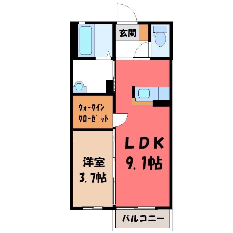 タウンコートB(1LDK/1階)の間取り写真