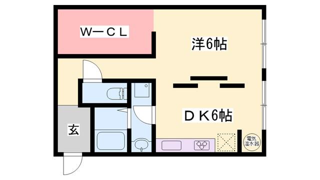 奥野ビル(1DK/4階)の間取り写真