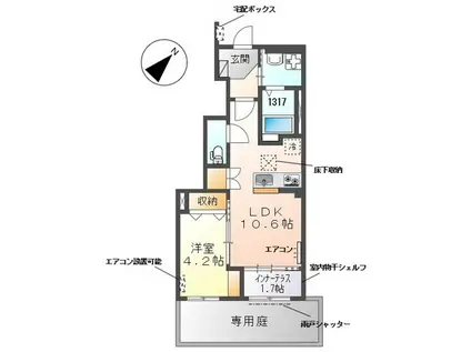 ルナフォーリア(1LDK/1階)の間取り写真