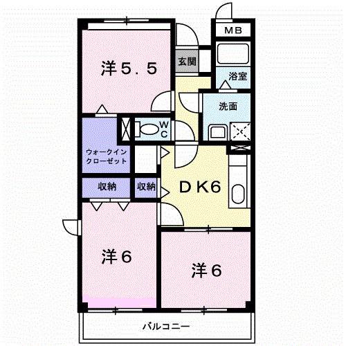 マルベル宇多津(3DK/4階)の間取り写真