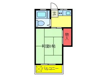 ユーハイム猪鼻(1K/2階)の間取り写真