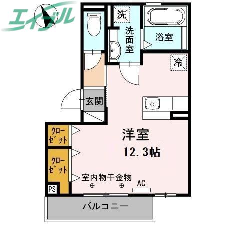 パークハウス西浦(ワンルーム/3階)の間取り写真