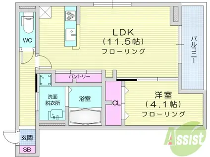 DーROOM泉崎Ⅰ(1LDK/3階)の間取り写真