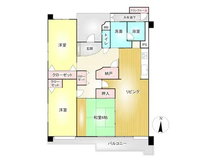 T-ONE MIYAHARA ウエスト B(3SLDK/6階)の間取り写真