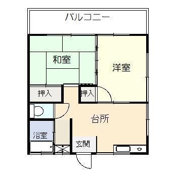 くろがねコーポ(2DK/2階)の間取り写真