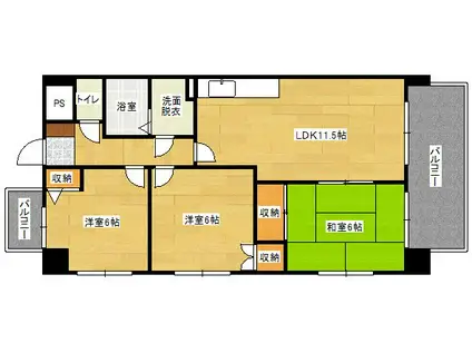 CASA参番館(3LDK/7階)の間取り写真