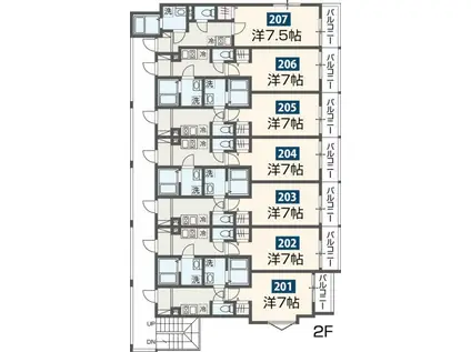 MELDIA長沼II(1K/1階)の間取り写真