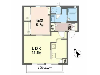 リバーハウス(1LDK/2階)の間取り写真