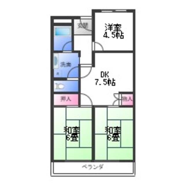 エステートハイツ(3DK/2階)の間取り写真