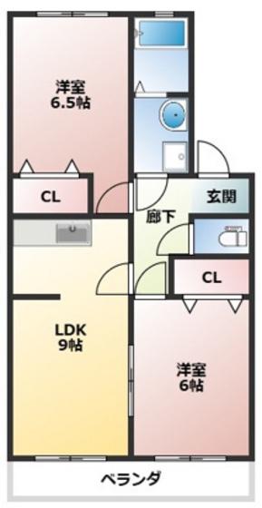 フォーシーズンズ秋(2LDK/2階)の間取り写真