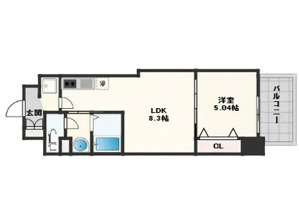 LUXE深江橋II(1LDK/10階)の間取り写真