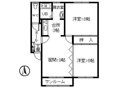 リッチハウスB(2LDK/1階)の間取り写真