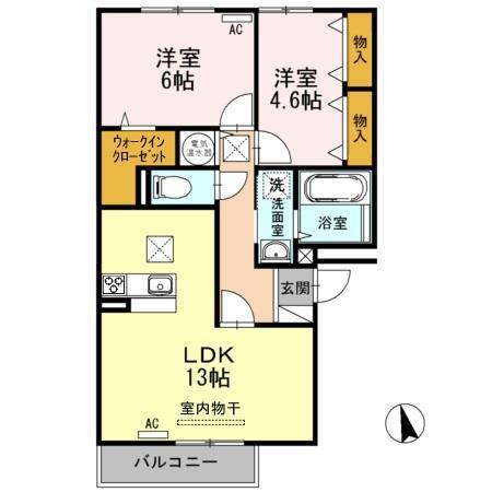 エミネンスA棟(2LDK/1階)の間取り写真