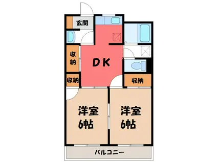 本木マンション(2DK/5階)の間取り写真