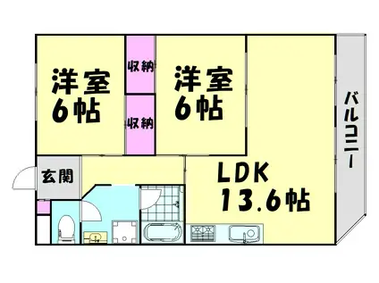 ラピュタ宮前(2LDK/5階)の間取り写真