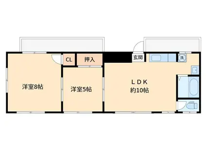 磯子クリスコーポ(2LDK/5階)の間取り写真