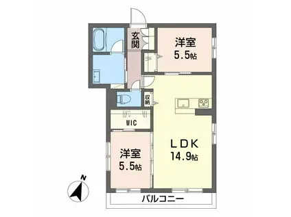 リバーサイド中万々(2LDK/2階)の間取り写真