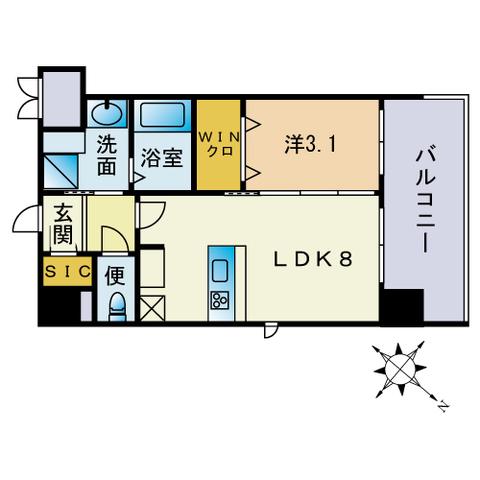 アクシオン高宮駅前グラシア(1LDK/6階)の間取り写真