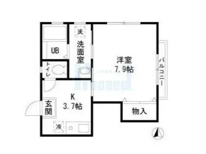 フォレストメゾンNAKANISHI(1DK/2階)の間取り写真