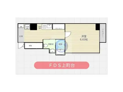 FDS上町台(1K/9階)の間取り写真
