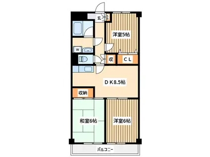 ローズ宮崎台(3DK/3階)の間取り写真