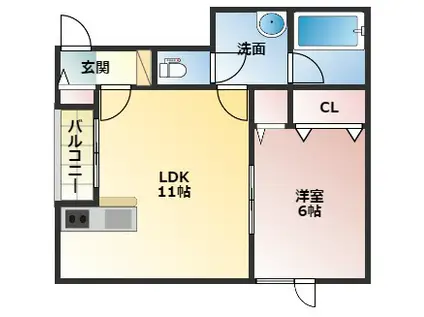 はまなすI(1LDK/2階)の間取り写真