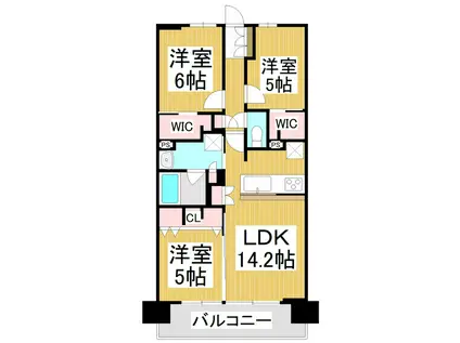 デュオヒルズ長野権堂(3LDK/15階)の間取り写真