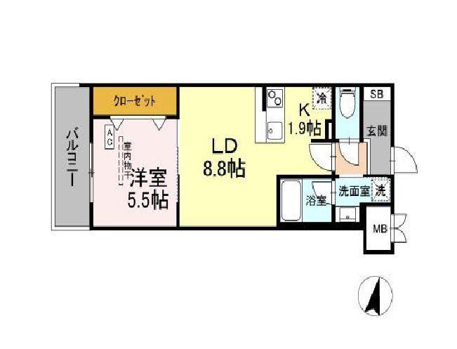 BULL HOUSE(1LDK/10階)の間取り写真
